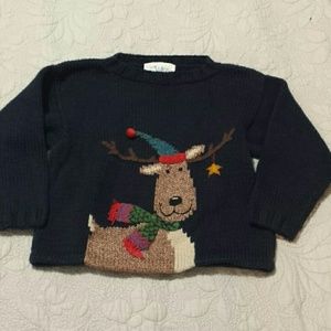 Boy's Reindeer Navy Christmas Sweater